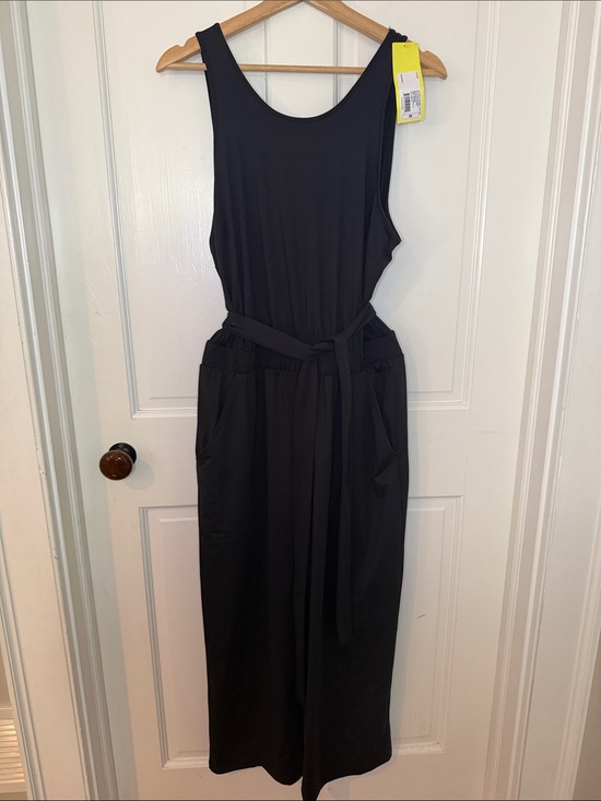 all in motion Pants - all in motion Black Sleeveless Jumpsuit with Tie Waist